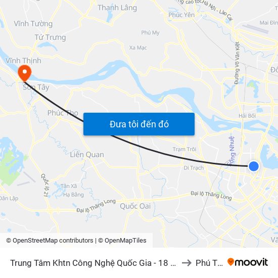 Trung Tâm Khtn Công Nghệ Quốc Gia - 18 Hoàng Quốc Việt to Phú Thịnh map