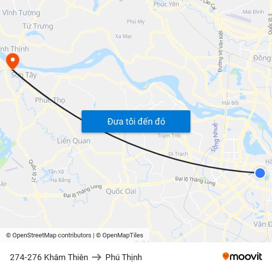 274-276 Khâm Thiên to Phú Thịnh map