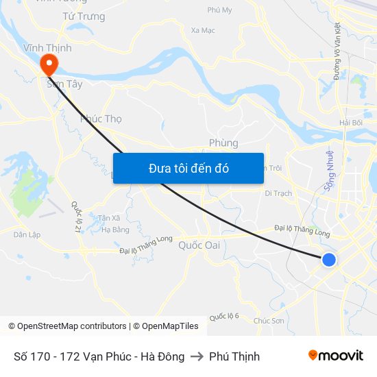 Số 170 - 172 Vạn Phúc - Hà Đông to Phú Thịnh map