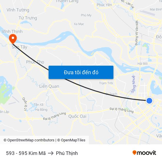 593 - 595 Kim Mã to Phú Thịnh map