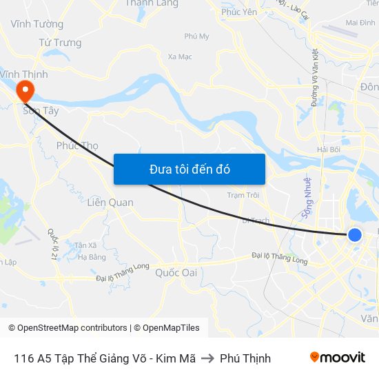 116 A5 Tập Thể Giảng Võ - Kim Mã to Phú Thịnh map