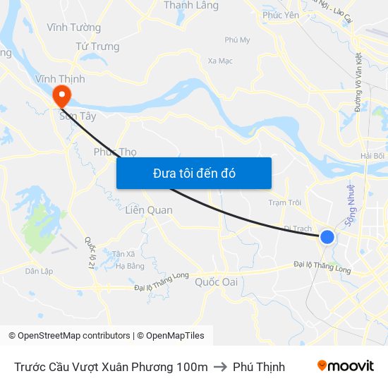 Trước Cầu Vượt Xuân Phương 100m to Phú Thịnh map