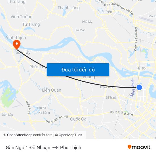 Gần Ngõ 1 Đỗ Nhuận to Phú Thịnh map