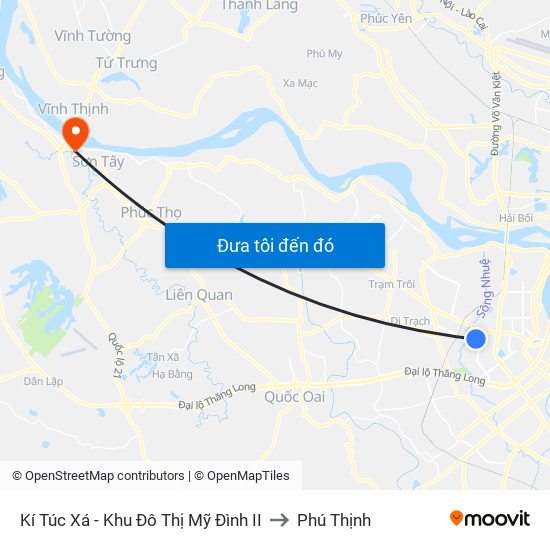 Kí Túc Xá - Khu Đô Thị Mỹ Đình II to Phú Thịnh map