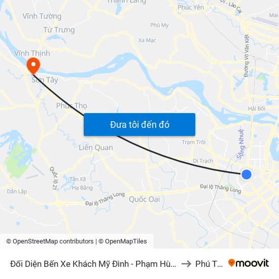 Đối Diện Bến Xe Khách Mỹ Đình - Phạm Hùng (Cột Trước) to Phú Thịnh map
