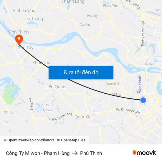 Công Ty Miwon - Phạm Hùng to Phú Thịnh map