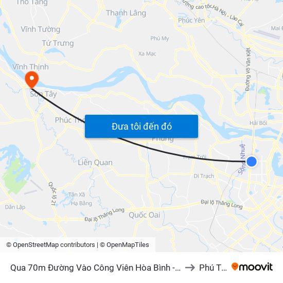 Qua 70m Đường Vào Công Viên Hòa Bình - Phạm Văn Đồng to Phú Thịnh map