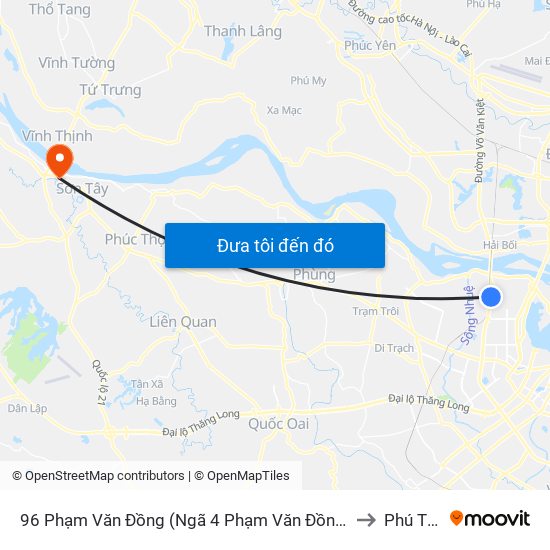 96 Phạm Văn Đồng (Ngã 4 Phạm Văn Đồng - Xuân Đỉnh) to Phú Thịnh map