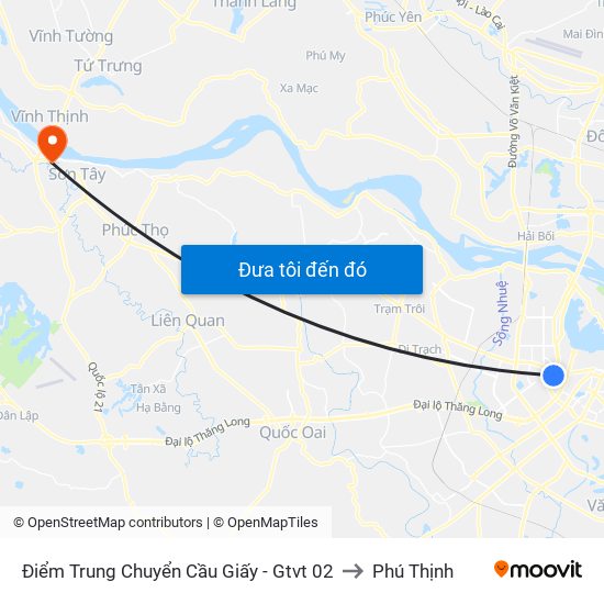 Điểm Trung Chuyển Cầu Giấy - Gtvt 02 to Phú Thịnh map