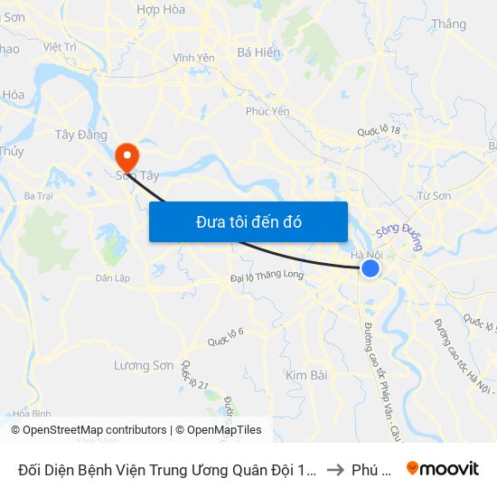 Đối Diện Bệnh Viện Trung Ương Quân Đội 108 - Trần Hưng Đạo to Phú Thịnh map