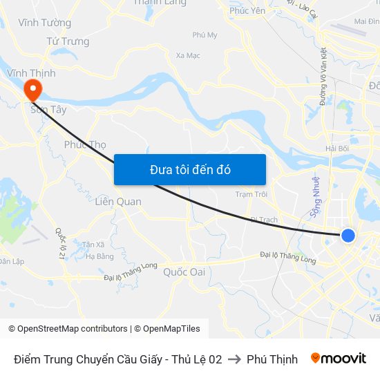 Điểm Trung Chuyển Cầu Giấy - Thủ Lệ 02 to Phú Thịnh map