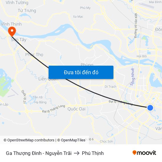 Ga Thượng Đình - Nguyễn Trãi to Phú Thịnh map
