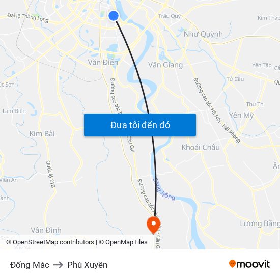 Đống Mác to Phú Xuyên map