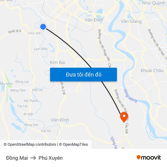 Đồng Mai to Phú Xuyên map