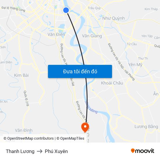 Thanh Lương to Phú Xuyên map