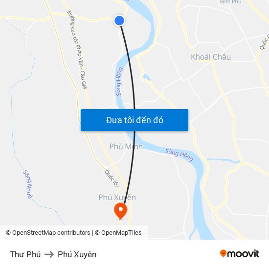 Thư Phú to Phú Xuyên map