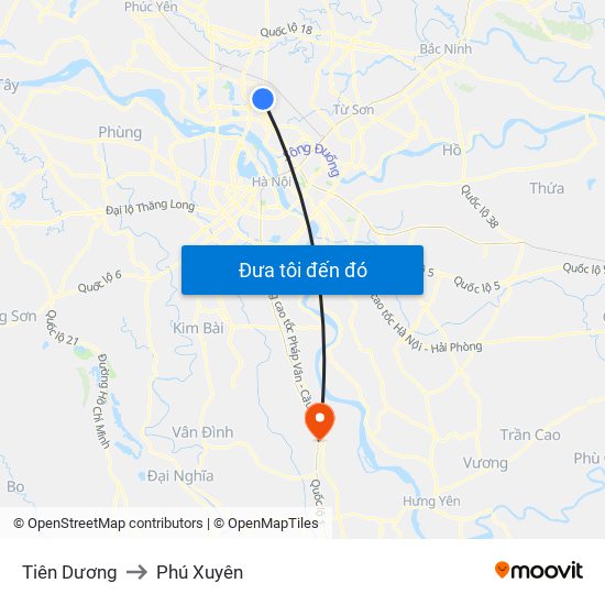 Tiên Dương to Phú Xuyên map