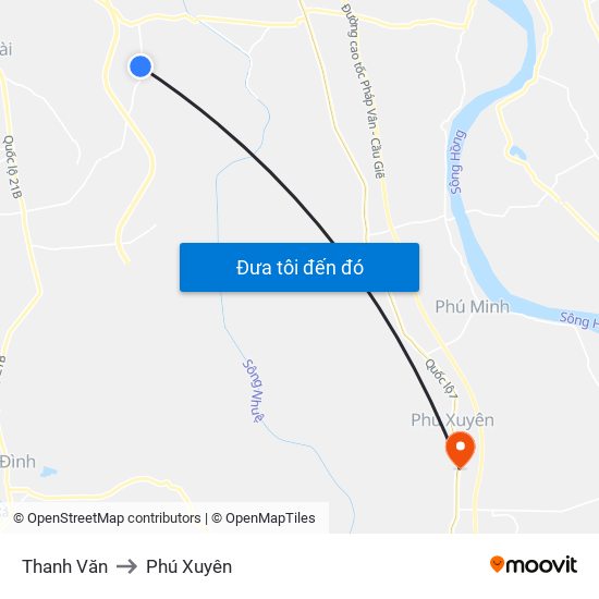 Thanh Văn to Phú Xuyên map