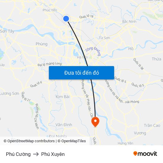 Phú Cường to Phú Xuyên map