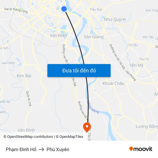 Phạm Đình Hổ to Phú Xuyên map