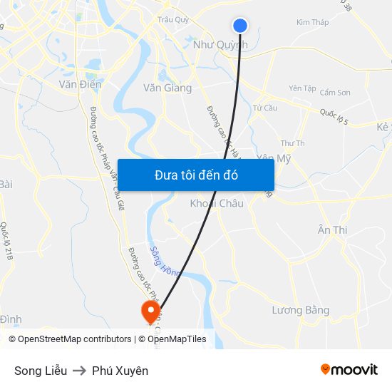 Song Liễu to Phú Xuyên map