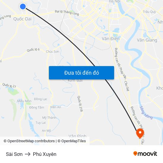 Sài Sơn to Phú Xuyên map