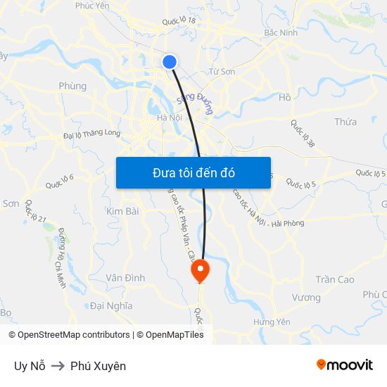 Uy Nỗ to Phú Xuyên map