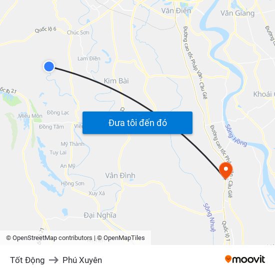 Tốt Động to Phú Xuyên map