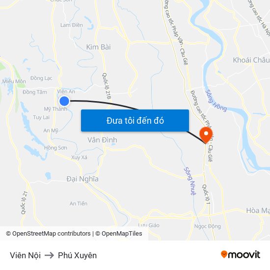 Viên Nội to Phú Xuyên map