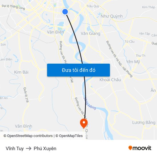 Vĩnh Tuy to Phú Xuyên map