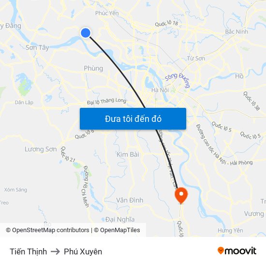 Tiến Thịnh to Phú Xuyên map