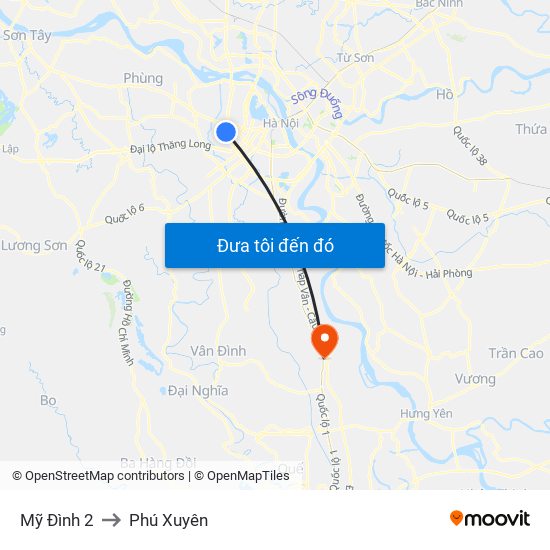 Mỹ Đình 2 to Phú Xuyên map