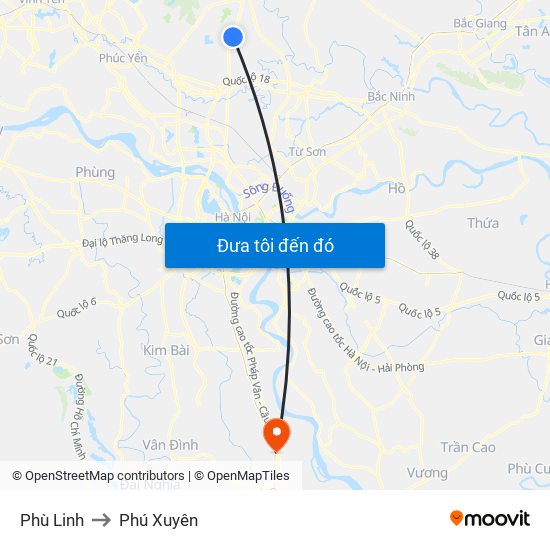 Phù Linh to Phú Xuyên map