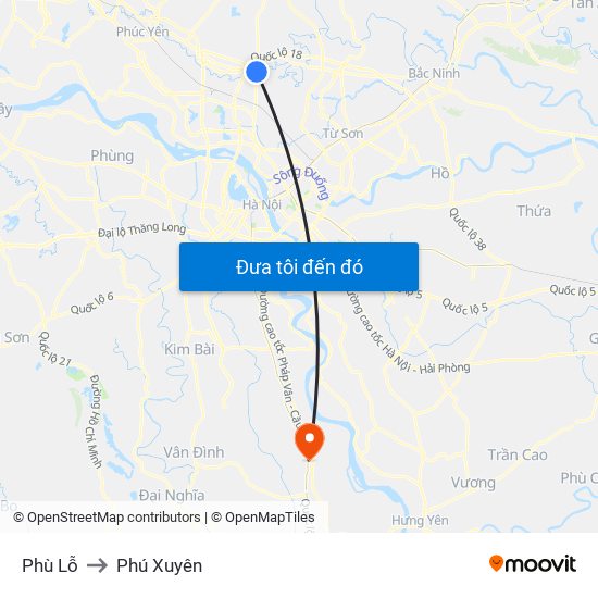 Phù Lỗ to Phú Xuyên map