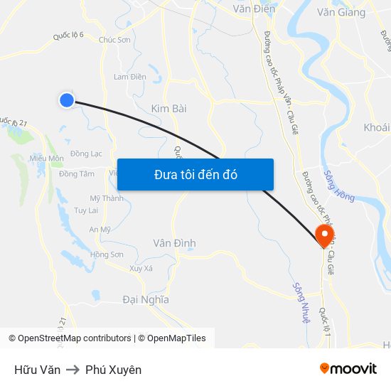 Hữu Văn to Phú Xuyên map