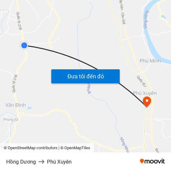 Hồng Dương to Phú Xuyên map