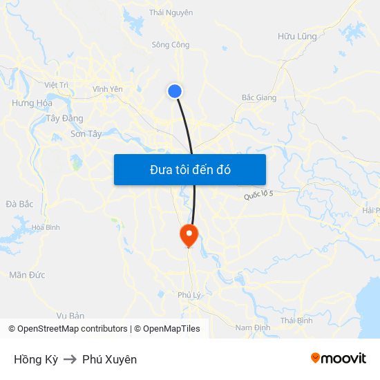 Hồng Kỳ to Phú Xuyên map