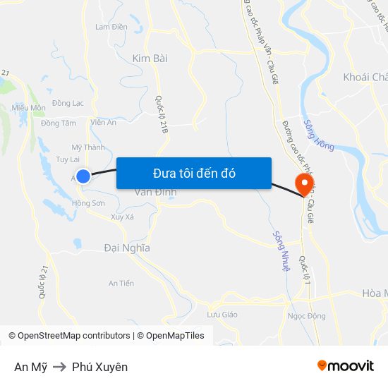An Mỹ to Phú Xuyên map