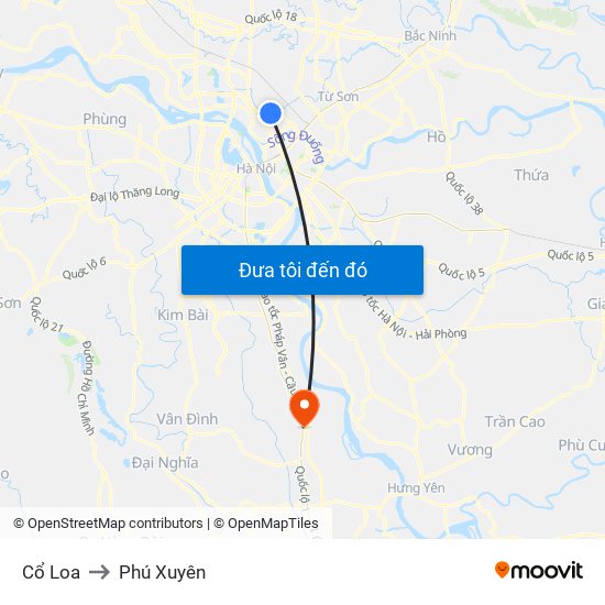 Cổ Loa to Phú Xuyên map