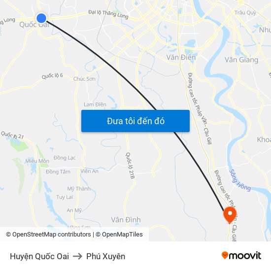 Huyện Quốc Oai to Phú Xuyên map