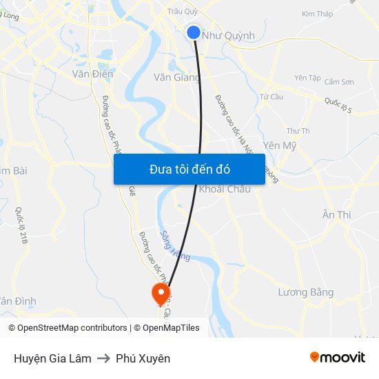 Huyện Gia Lâm to Phú Xuyên map