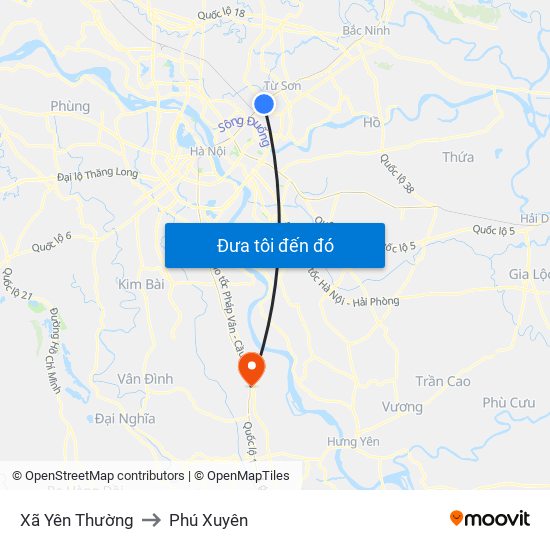 Xã Yên Thường to Phú Xuyên map