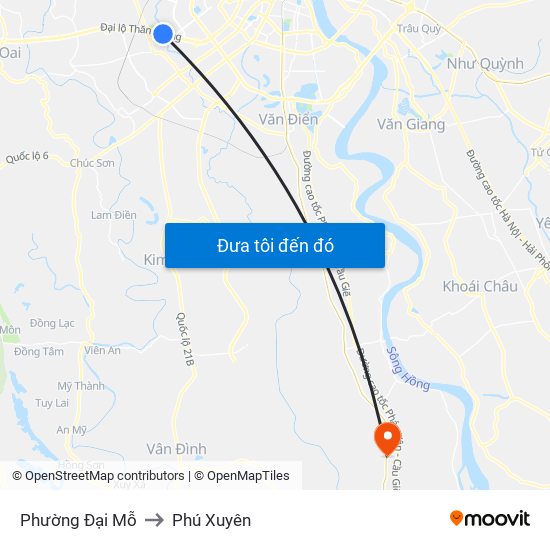 Phường Đại Mỗ to Phú Xuyên map