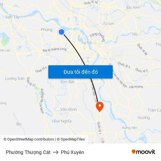 Phường Thượng Cát to Phú Xuyên map