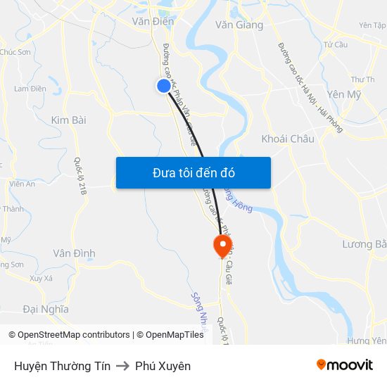 Huyện Thường Tín to Phú Xuyên map