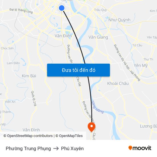 Phường Trung Phụng to Phú Xuyên map