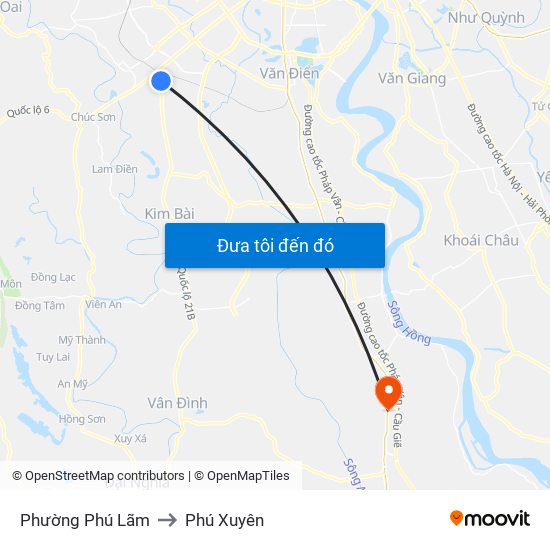 Phường Phú Lãm to Phú Xuyên map