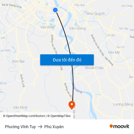 Phường Vĩnh Tuy to Phú Xuyên map