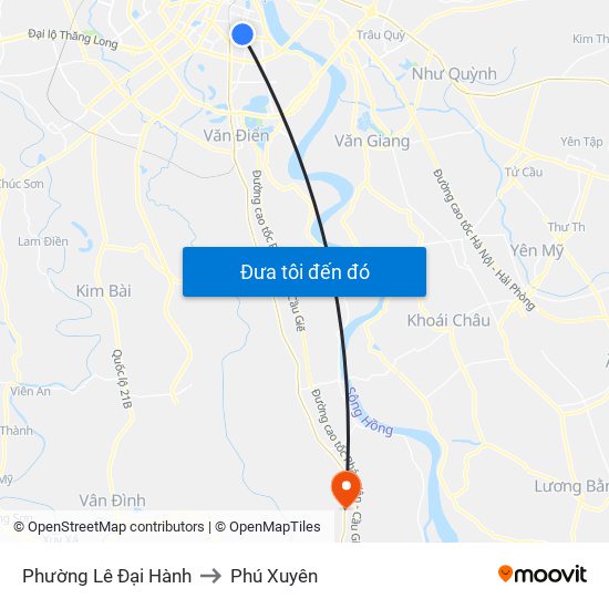 Phường Lê Đại Hành to Phú Xuyên map