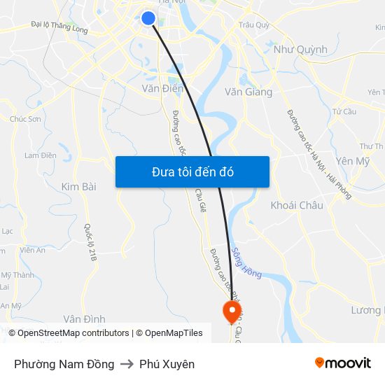 Phường Nam Đồng to Phú Xuyên map